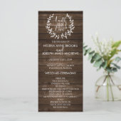 Rustic Wood Wedding Programme Programmakaart (Staand voorkant)