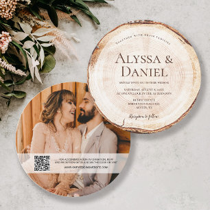 Rustic Wood Wedding QR code website Aangepaste fot Kaart