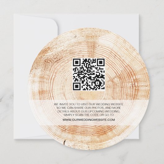 Rustic Wood Wedding QR code website Save the date Kaart (Achterkant)