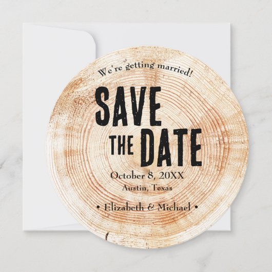 Rustic Wood Wedding QR code website Save the date Kaart (Voorkant)