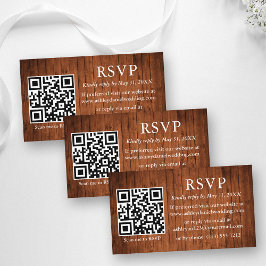 Rustic Wood Wedding QR RSVP Informatiekaartje