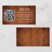 Rustic Wood Wedding QR RSVP Informatiekaartje (Voorkant / Achterkant)