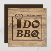 Rustic Wood Wedding Rehearsal Dinner BBQ RSVP Kaart (Voorkant / Achterkant)