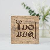Rustic Wood Wedding Rehearsal Dinner BBQ RSVP Kaart (Staand voorkant)