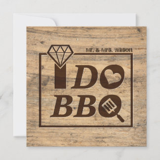 Rustic Wood Wedding Rehearsal Dinner BBQ RSVP Kaart
