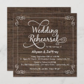 Rustic Wood Wedding Rehearsal Dinner Invitations Kaart (Voorkant / Achterkant)
