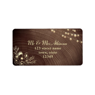 Rustic Wood Wedding Return Address Etiket