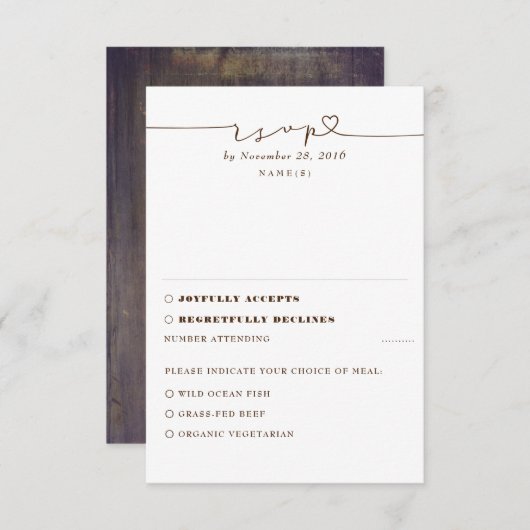 Rustic Wood Wedding RSVP (Voorkant / Achterkant)