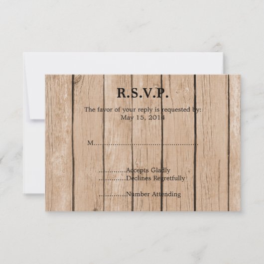 Rustic Wood Wedding RSVP Kaartje (Voorkant)