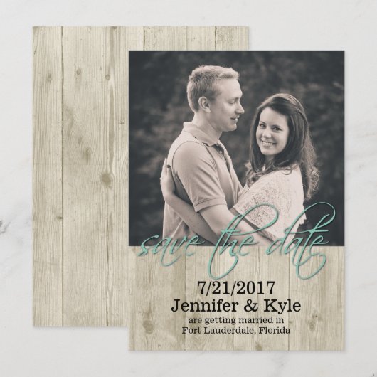 Rustic Wood Wedding Save the Date Announding Kaart (Voorkant / Achterkant)