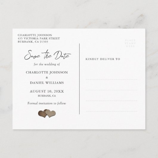 Rustic Wood Wedding Save the Date Briefkaart (Achterkant)
