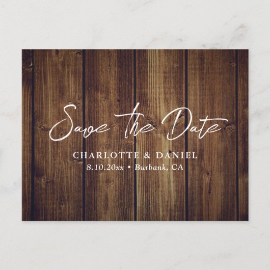 Rustic Wood Wedding Save the Date Briefkaart (Voorkant)
