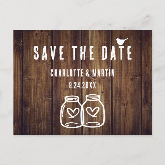 Rustic Wood Wedding Save the Date Briefkaart (Voorkant)