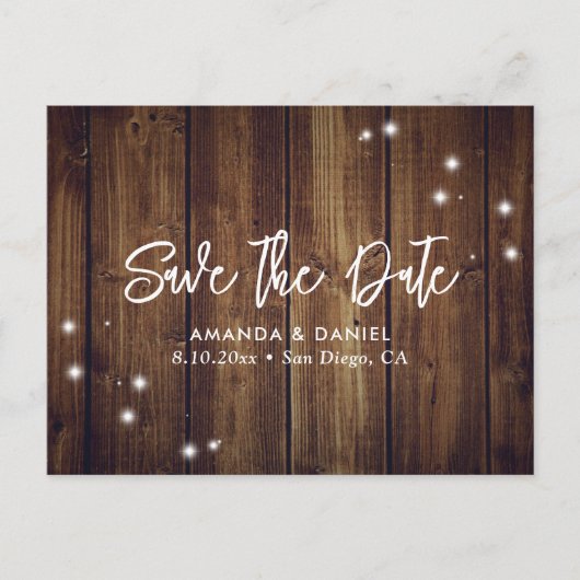 Rustic Wood Wedding Save the Date Briefkaart (Voorkant)