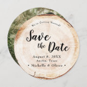 Rustic Wood Wedding Save the date custom photo Kaart (Voorkant / Achterkant)