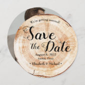 Rustic Wood Wedding Save the date Custom Photo Kaart (Voorkant / Achterkant)