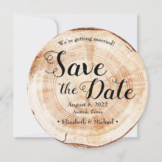 Rustic Wood Wedding Save the date Custom Photo Kaart (Voorkant)