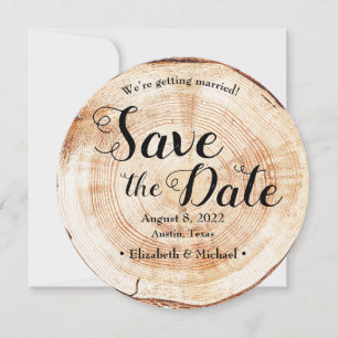 Rustic Wood Wedding Save the date Custom Photo Kaart