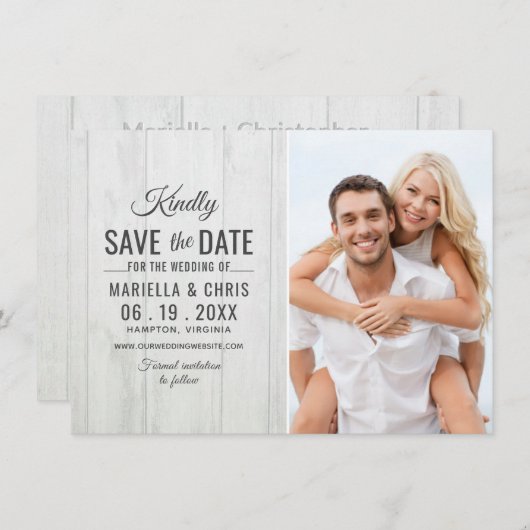 Rustic Wood Wedding Save the Date Decoupage (Voorkant / Achterkant)