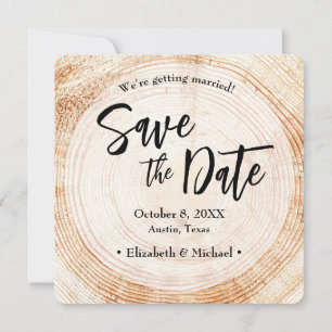 Rustic Wood Wedding Save the date met website Inv Kaart