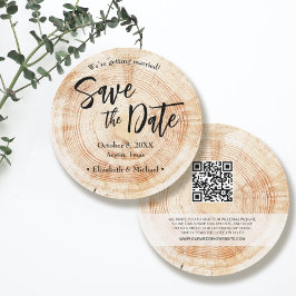 Rustic Wood Wedding Save the date met website Inv Kaart