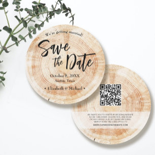 Rustic Wood Wedding Save the date met website Inv Kaart