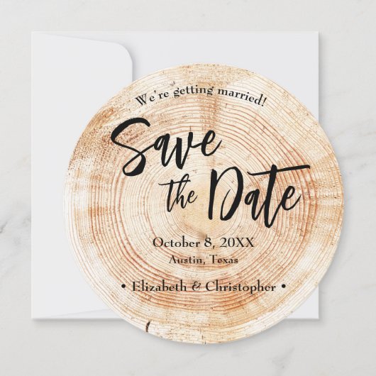 Rustic Wood Wedding Save the date met website Inv Kaart (Voorkant)