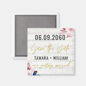 Rustic Wood Wedding Save the Date Non Photo Magneet (Voorkant / Achterkant)