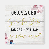 Rustic Wood Wedding Save the Date Non Photo Magneet (Voorkant)