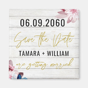 Rustic Wood Wedding Save The Date Non Photo Magneet
