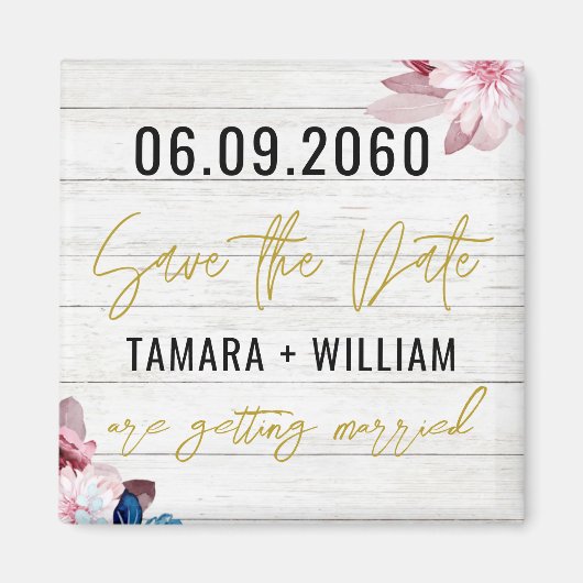 Rustic Wood Wedding Save the Date Non Photo Magneet (Voorkant)