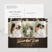 Rustic Wood Wedding Save the Date Photo Briefkaart (Voorkant / Achterkant)