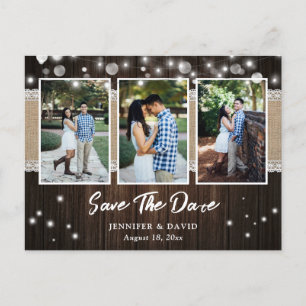 Rustic Wood Wedding Save the Date Photo Briefkaart