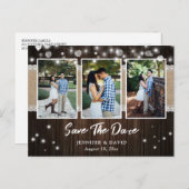 Rustic Wood Wedding Save the Date Photo Briefkaart (Voorkant / Achterkant)