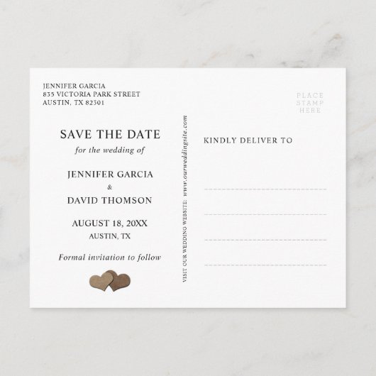 Rustic Wood Wedding Save the Date Photo Briefkaart (Achterkant)