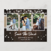 Rustic Wood Wedding Save the Date Photo Briefkaart (Voorkant)