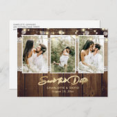 Rustic Wood Wedding Save the Date Photo Briefkaart (Voorkant / Achterkant)