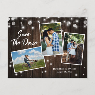 Rustic Wood Wedding Save the Date Photo Briefkaart
