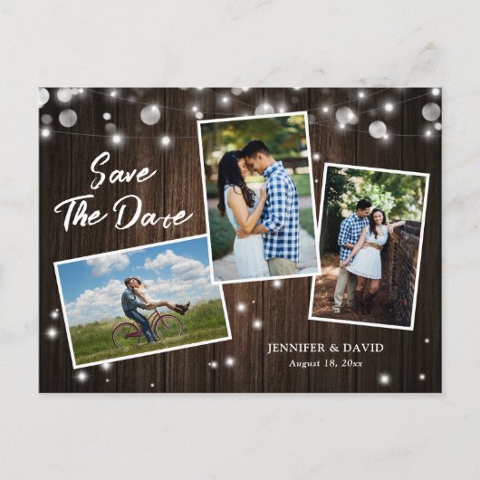 Rustic Wood Wedding Save the Date Photo Briefkaart (Voorkant)