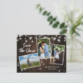 Rustic Wood Wedding Save the Date Photo Briefkaart (Staand voorkant)
