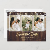 Rustic Wood Wedding Save the Date Photo Briefkaart (Voorkant / Achterkant)