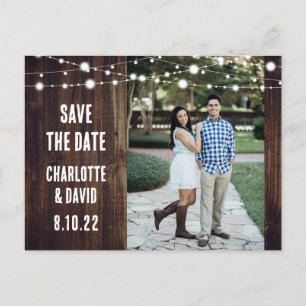 Rustic Wood Wedding Save the Date Photo Briefkaart