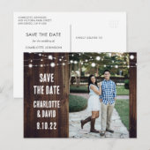 Rustic Wood Wedding Save the Date Photo Briefkaart (Voorkant / Achterkant)