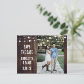 Rustic Wood Wedding Save the Date Photo Briefkaart (Staand voorkant)