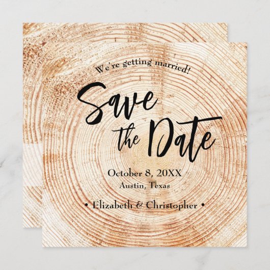 Rustic Wood Wedding Save the date with website Inv Kaart (Voorkant / Achterkant)
