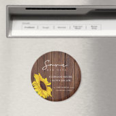 Rustic Wood Wedding Sunflower Save the Date Magneet (Insitu (Vaatwasser))