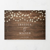 Rustic Wood Wedding Tri-Fold Invitations RSVP Drieluik Uitnodiging (Cover)