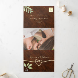 Rustic Wood Wedding Tri-Fold Uitnodiging