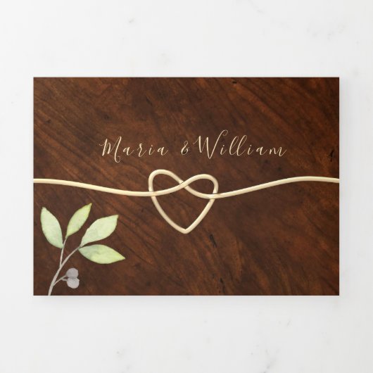 Rustic Wood Wedding Tri-Fold Uitnodiging (Cover)