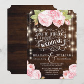 Rustic Wood Wedding  Typografie Kaart (Voorkant / Achterkant)